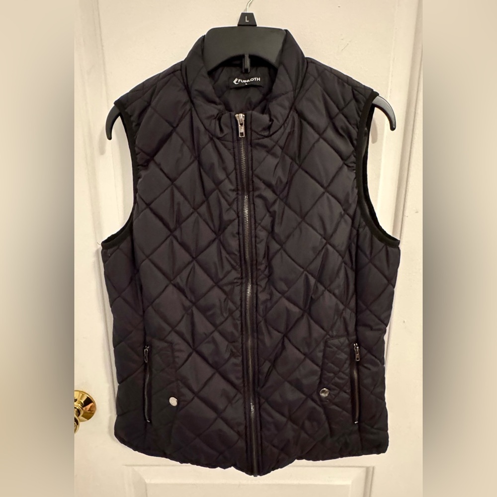 Fuinloth Black Quilted Puffer Vest Size Large